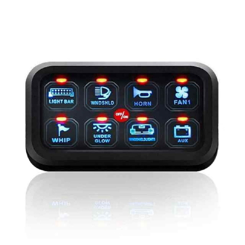 Free Shipping Blue LED 8 Gang Switch Panel Circuit Control Relay System Box Slim Touch Control Panel for Boat Jeep UTV Caravan ► Photo 1/6