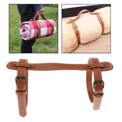 PU Leather Picnic Blanket Strap Camping, Picnics, Motorcycle Bedroll Straps ► Photo 1/5