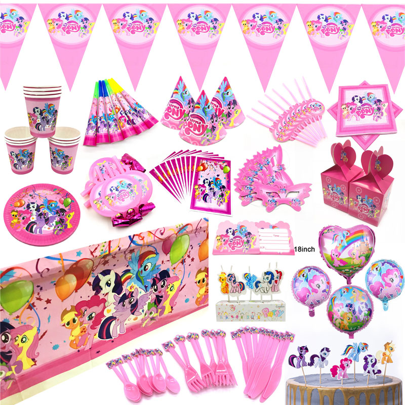 My Little Pony Birthday Party Supplies Bag Tableware Plates Cups Napkins Decor 