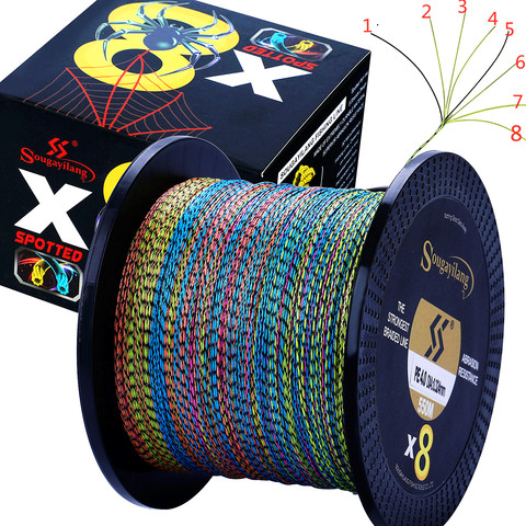 Sougayilang 8 Strands Speckled Braided Fishing Line 150M-550M 17-97LB Multifilament Fishing Line for Sea Fishing Carp Fishing ► Photo 1/6