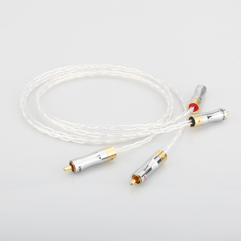 Hifi 8N OCC Copper Silver Plated RCA to RCA Cable  RCA plug to rca Male audio Cable ► Photo 1/6