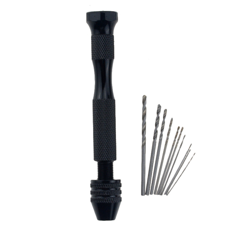 10pcs Twist Drill Bit Mini Micro Aluminum Alloy Hand Drill With Keyless Chuck Woodworking Drilling Rotary Tools 0.3-3.2mm ► Photo 1/6