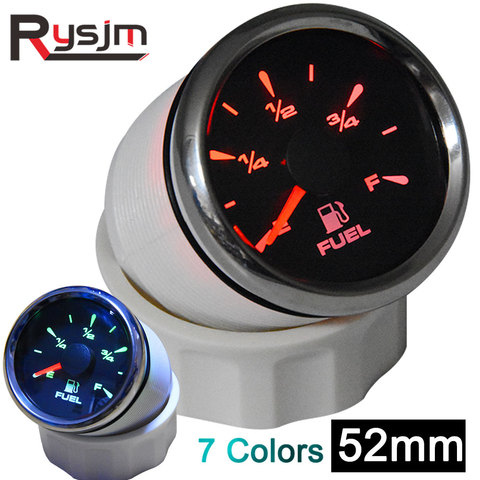 52mm Fuel Level Gauge 9-32V Fuel Gauge Waterproof fuel meter Level Indicator for Car Boat 7 Colors Backlight compteur voiture ► Photo 1/6