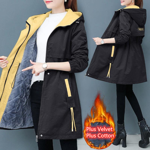 Fleece Windbreaker For Women's 2022 New Fall Winter Korean Loose Hooded Thicken Coat Warm Plus Velvet Female Winter Jacket H181 ► Photo 1/6