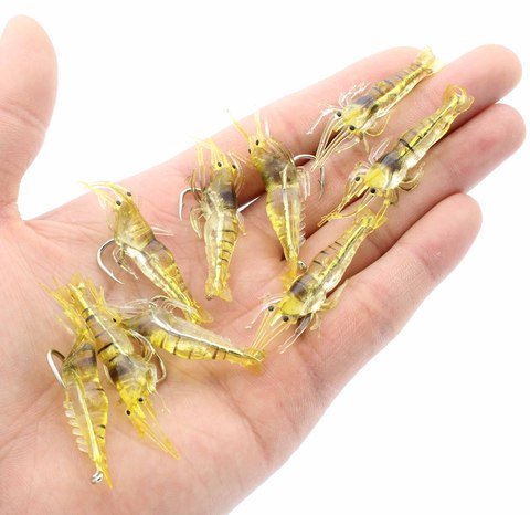 10PCS Isca Artificial Soft Shrimp Lure Worm For Fishing Bait 1.3g/5cm Hook Sharp Crankbait Lures Silicone Shone Prawn Bait Pesca ► Photo 1/6
