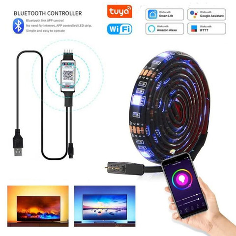 Bluetooth 5V USB Led Strip Light RGB Flexible Led Light Waterproof 5050 SMD TV Background TUYA WIFI Controller DC5V blackboard ► Photo 1/6