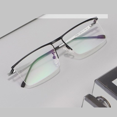 YIMARUILI business half-frame glasses men's ultralight fashion myopia glasses frame optical prescription glasses P8827 ► Photo 1/5