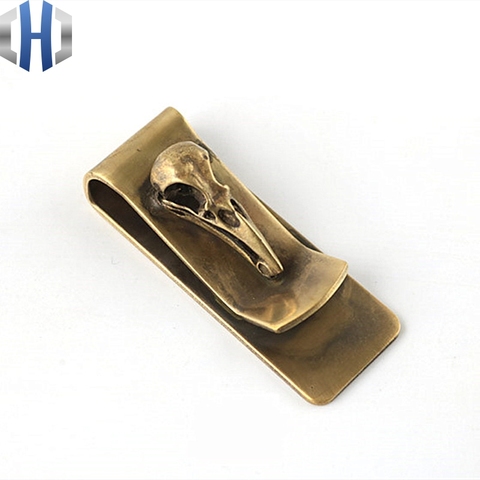 Metal Portable Creative Brass Bird Skull Portable EDC Creative Coin Purse Ticket Holder Banknote Card Holder ► Photo 1/6