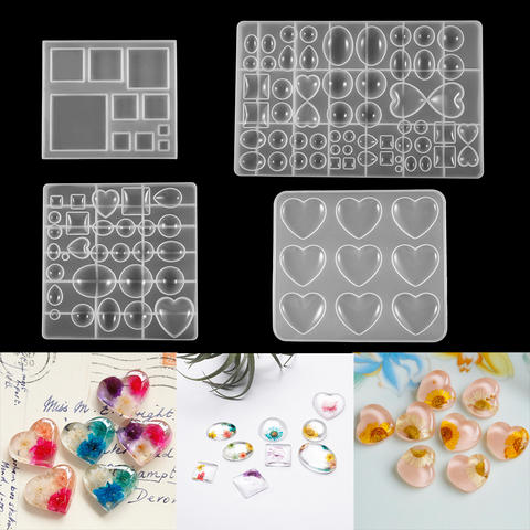 1pcs UV Resin Heart Square Half Ball Silicone Mold Pendant Epoxy Resin For DIY Jewelry Making Finding Tools Supplies Accessories ► Photo 1/6
