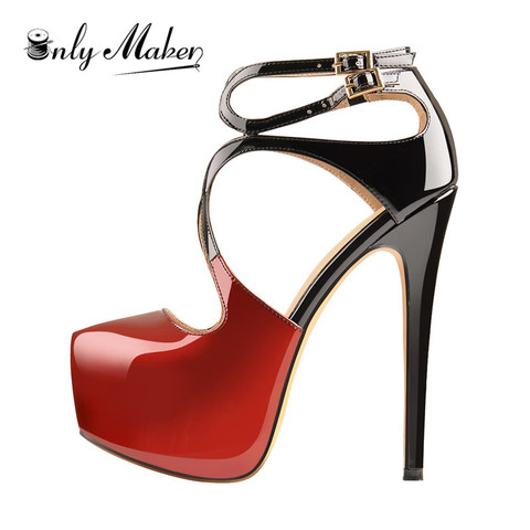 Onlymaker Women's 15~16CM High Heel Ankle Strap Platform Stilettos Pointed Toe  Sandals Pumps Big Size US5~US15 ► Photo 1/6