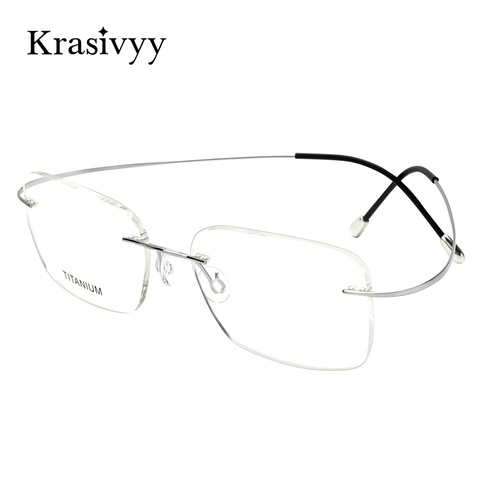 Krasivyy Pure Titanium Glasses Frame Men Square Rimless Optical Prescription Eyewear Classic Frameless Eyeglasses for Women ► Photo 1/6