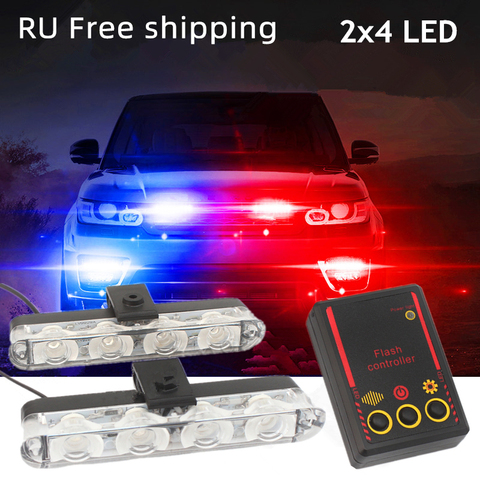 2x4 Led Strobe Warning Police Light Automobiles 12V Car Truck Flashing Firemen Ambulance Emergency Flasher DRL Day Running Light ► Photo 1/6