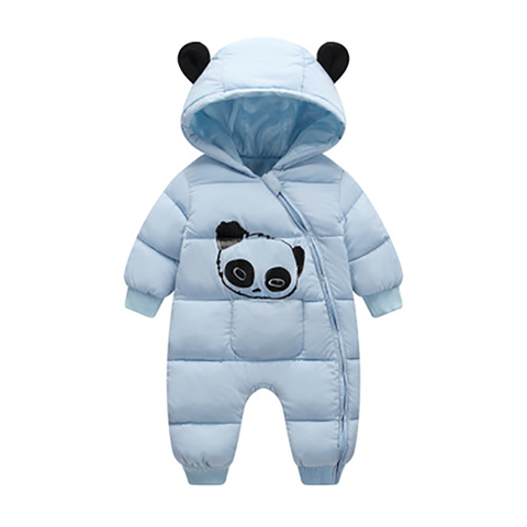 Cute Panda Baby Winter Hooded Rompers Thick Cotton Warm Outfit Newborn Jumpsuit Overalls Snowsuit Children Boys Clothing CL2092 ► Photo 1/6