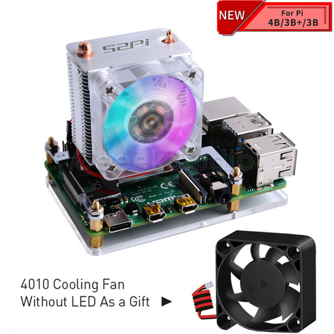 New! ICE-Tower CPU Cooling Fan V2.0 Super heat dissipation 7 Colours Light Bracket 5-layer Case for Raspberry Pi 4B / 3B / 3B+ ► Photo 1/6