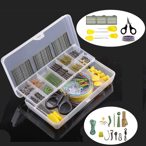 232Pcs 101Pcs Carp Fishing Accessories with Braided line carp hooks Baiting Needles Hair rigs carp Tackle with Double layer Box ► Photo 1/6