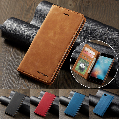 Forwenw Flip Stand Leather Case For iPhone SE 2022 8 7 6 6S Plus 5 5S Coque Wallet Cover for iPhone 11 Pro Max XS Max XR X Cases ► Photo 1/6