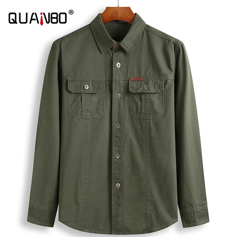 Oversized Shirt 9XL 5XL 8XL 2022 New Men's Regular-Fit Long-Sleeve Solid 100%Cotton Shirt Men's Fat Military Brand Work Shirts ► Photo 1/6