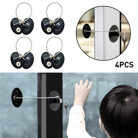 4PCS Children Safety Refrigerator Door Lock with 2 Keys Infant Kids  Security Window Lock Cabinet Lock Fridge Freezer Locks ► Photo 1/6