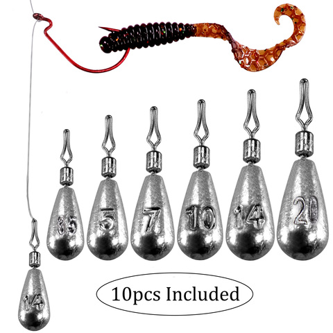 10pcs/lot 3.5g 5g7g 10g 14g Fishing Lead Sinker Weights Tear Drop Shot Lead Sinkers Bass Fishing Tackle ► Photo 1/6