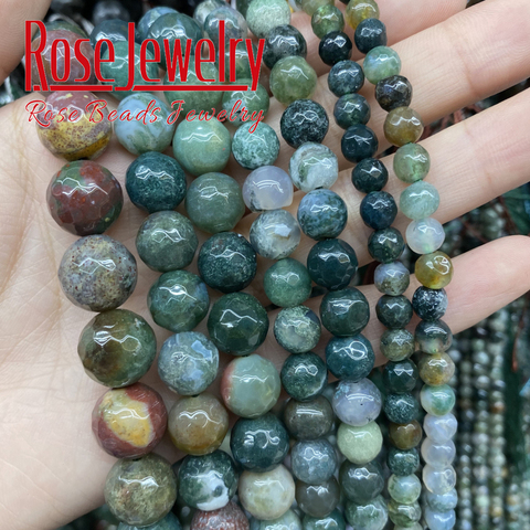 Natural Faceted Indian Agates Round Loose Beads Natural stone Bead 15 inches 4 6 8 10 12mm For Jewelry Making DIY Charm Bracelet ► Photo 1/6