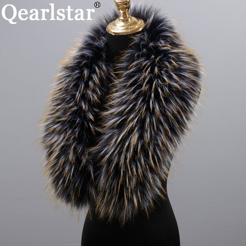 2022 New Style Faux Fur Collar 100% High Quality Fur Scarf Super Luxury Fashion Women Men Collar Jackets Hood Shawl Wraps ZH04 ► Photo 1/6