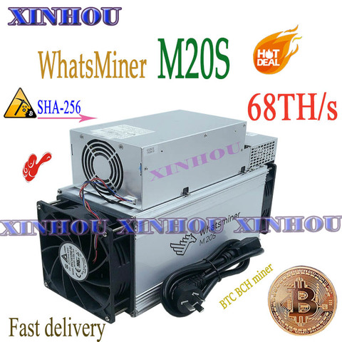 Used ASIC miner WhatsMiner M20S 68T SHA256 BCH BTC miner better than M21S Antminer S9 T17 T17e S17 S17e Innosilicon T3 T2T E12 ► Photo 1/6