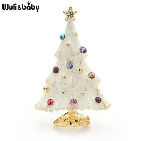 Wuli&baby Snowing Christmas Tree Brooches Women Men Rhinestone Sparkling Tree Brooch Pins New Year Gifts 2022 ► Photo 1/4