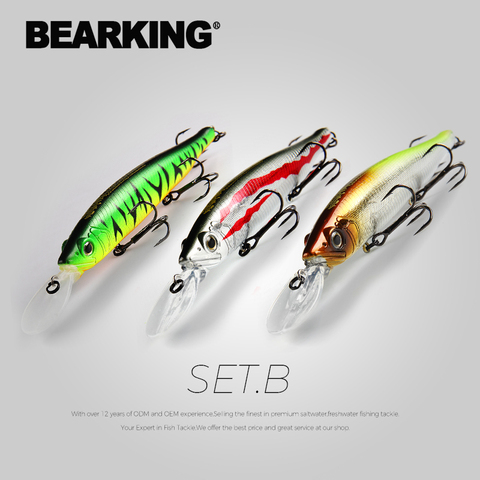 BEARKING 3pcs per set 128mm 22.9g  depth2 - 3m SF fishing lures hard bait quality professional minnow for Fishing Tackle ► Photo 1/6