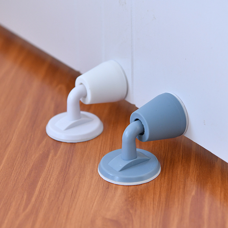 1*Toilet Wall Punching Hook Door Anti-collision Silicone Suction Touch Door Stop 