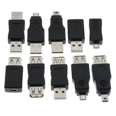 10Pcs OTG 5 Pin F/M Changer Adapter Converter, USB Male To Female Micro Mini Plug For Tablet PC Mobile Phone Laptop ► Photo 1/5