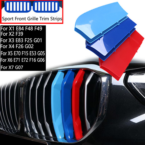 3Pcs Car Grille Trim Strip For BMW X1 X2 X3 X4 X5 X6 X7 E84 F48 F49 F39 E83 F25 G01 F26 G02 E70 F15 E53 G05 E71 E72 F16 G06 G07 ► Photo 1/6