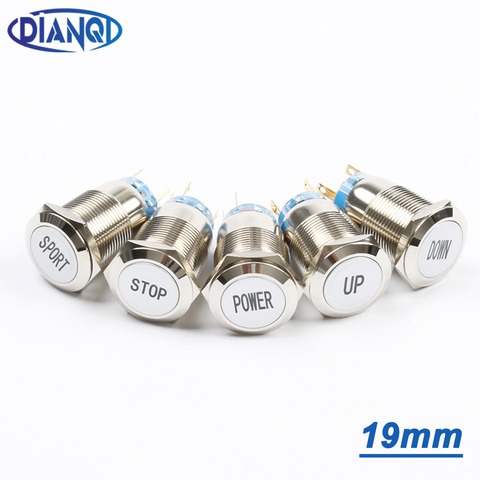 Customization button 19 mm metal stainless steel push button switch ring lamp flat round latching Momentary direction ► Photo 1/5