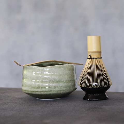 LUWU 4pcs/set traditional matcha giftset bamboo matcha scoop ceremic matcha bowl whisk holders japanese tea sets ► Photo 1/6