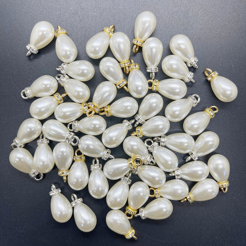NEW 8 Pcs DIY 10x20mm Mini Acrylic Pearl Pendant Water Drop Beads Charm Earrings Ornaments Jewelry Making Parts ► Photo 1/3