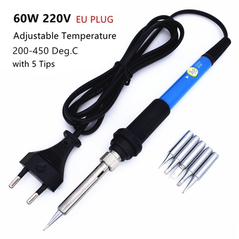 60W 220V/110V Electric Soldering Iron Soldering Station Adjustable Temperature Rework Welding Gun Tools with 5pcs Solder Tips ► Photo 1/6