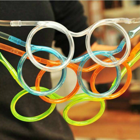 1pcs Funny Soft Plastic Glasses Straw Unique Flexible Drinking Tube Kids  Party Bar Accessories Beer Colorful Homebrew