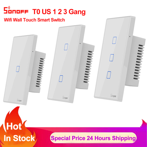 Sonoff TX T0 US 1 2 3 Gang Wifi Switch Smart Home Remote Control Wall Touch Light Timer Switch Works with Alexa Google Home ► Photo 1/6