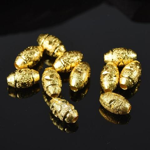 50pcs Gold Plated Color Oval 5x8mm 6x10mm Hollow Metal Brass Loose Spacer Beads lot for Jewelry Making DIY Crafts ► Photo 1/6