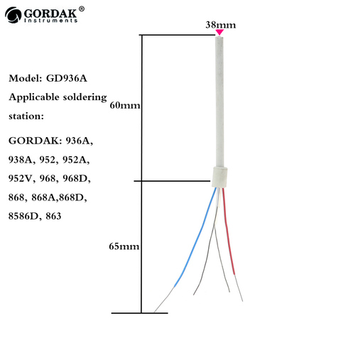 Original GORDAK 936A,938A,952,952B,952C,952D,952V,968,968A 968D 863,868,868A 868D 902 soldering iron handle 1322 heater ► Photo 1/3