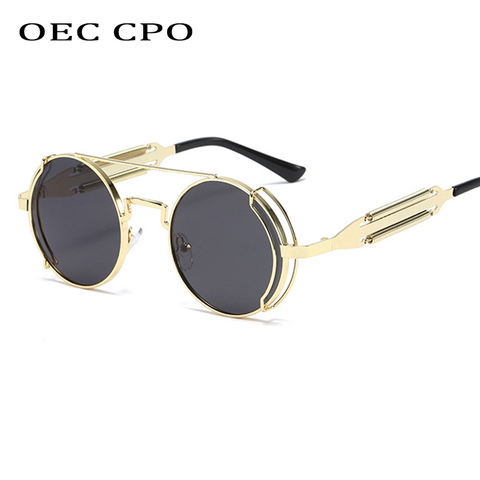 New Steampunk Round Sunglasses Men Brand Metal Frame Sunglasses Women Mirror Personality Spring Glasses UV400O501 ► Photo 1/6