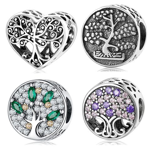 Tree of life Authentic 925 Sterling Silver Dazzling Clear Green zircon DIY beads Fit Original Charms Bracelets making ► Photo 1/6