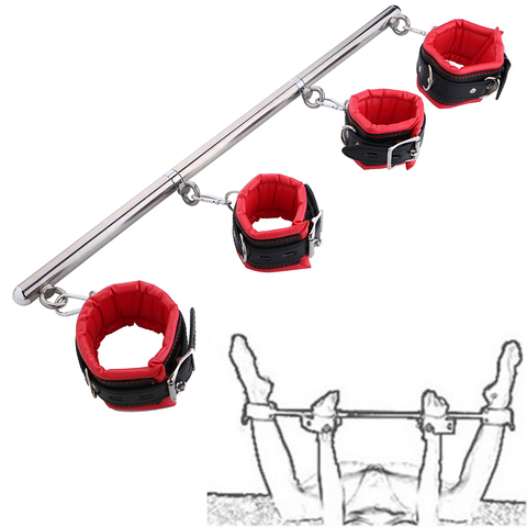 BDSM Bondage Set Stainless Steel Adjustable Spreader Bar Sex Slave Handcuffs Ankle Cuffs Fetish Restraints Sex Toys for Couples ► Photo 1/6