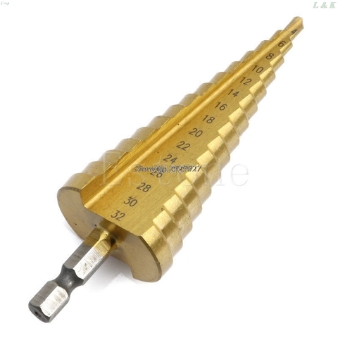1Pcs Titanium HSS Steel Step Drill Bit Hole Cutter Tool 4-12mm 4-20mm 4-32mm M03 dropship L29K ► Photo 1/5