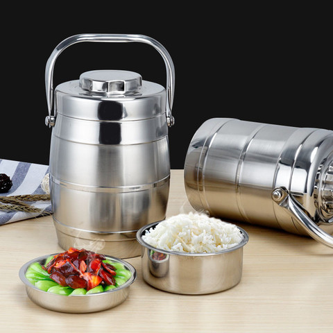 1.6L/2.4L/3L Double-layer Vacuum Lunch Box Picnic Stainless Steel Food Heat Preservation Pot ► Photo 1/6