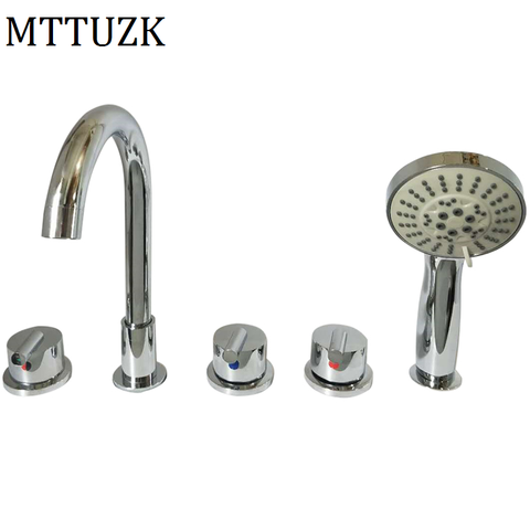 MTTUZK Cold and Hot Water Solid Brass  Mixing Valve Tap Bathtub  Faucet Mixer For Bathroom Jacuzzi Faucet 5PCS Sets ► Photo 1/6