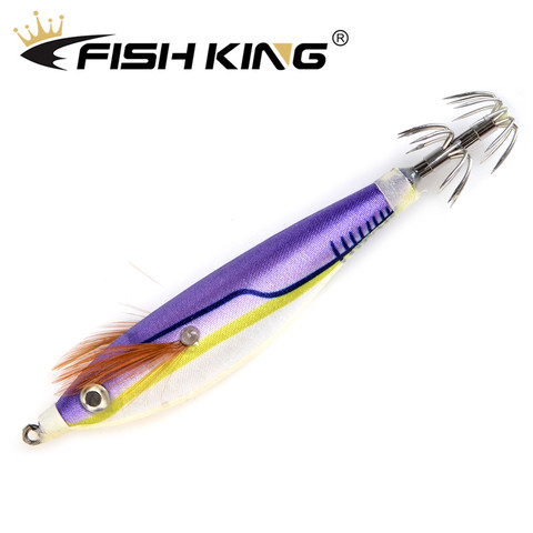 FISH KING Fishing Lure 8cm 10g Squid Hook Luminous Wobblers Jigs Octopus Cuttlefish Wood Shrimp Hard Baits 3D Eyes ► Photo 1/6