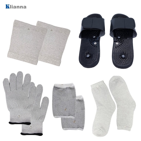 Conductive Silver Fiber Body Massager Kneepads Socks Slippers EMS Tens Machine Electrotherapy Acupuncture Electrode Pads Relax ► Photo 1/6