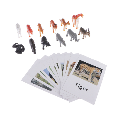 Montessori Matching Game Cards and Animal Figurines Toy for Toddlers Preschool Practical Life Material ► Photo 1/6