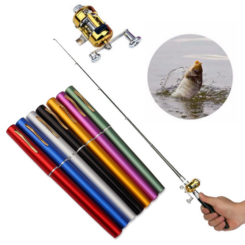 Spinning Reel Line Lures Set Telescopic Fishing Rod Reel Combo Pen Fish Pole 