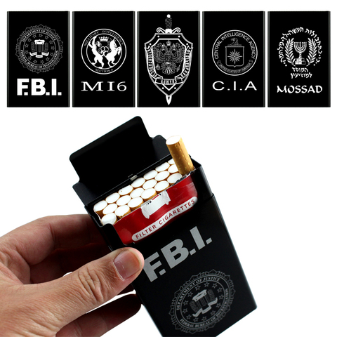 20 Sticks Cigarette Box Case Automatic Sliding Metal MI6 KGB FBI CIA Mossad Masonic Constantine Derivatives Smoking Accessories ► Photo 1/6